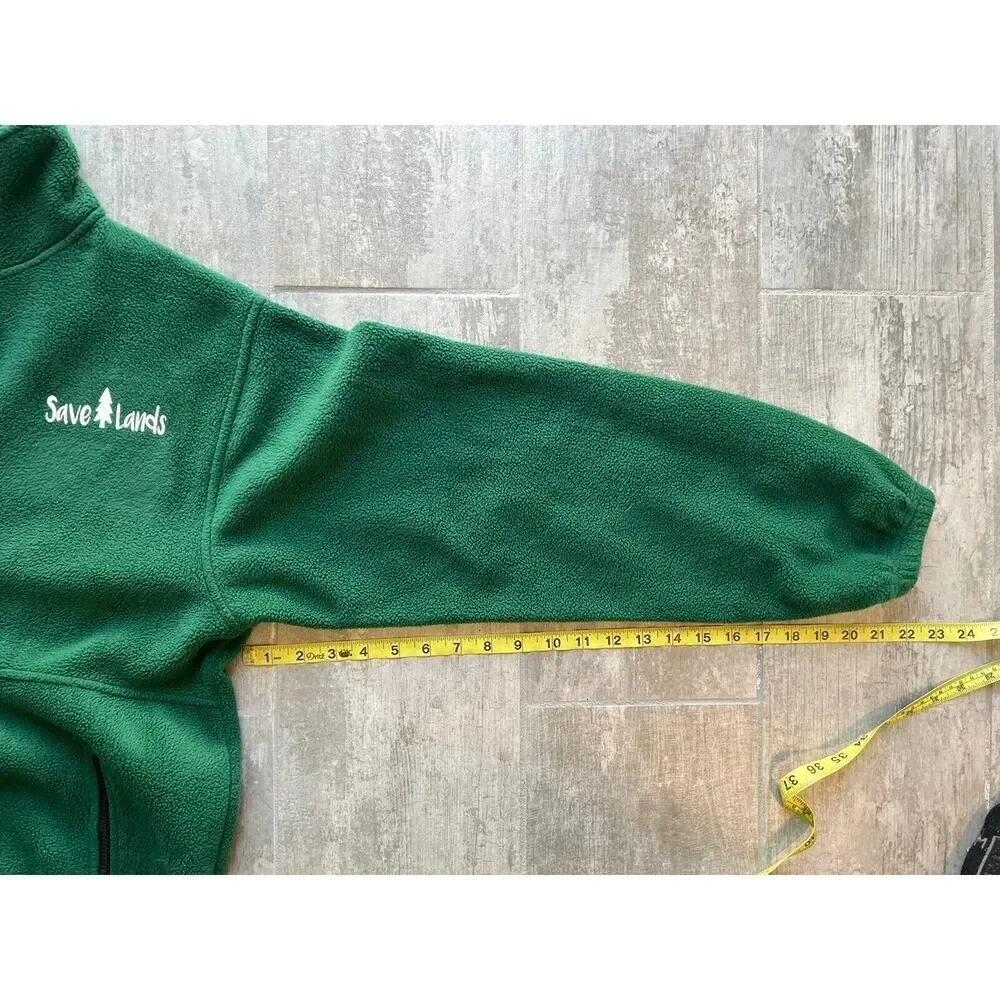 SAVE LANDS White Logo Forest Fleece Jacket Full Zip Cozy Unisex Men's Women's M - Picture 8 of 12